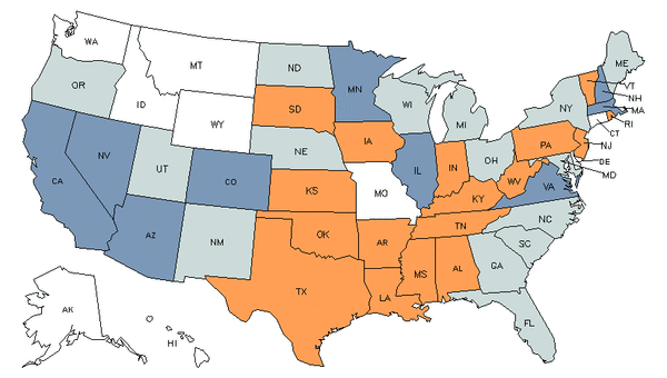 State Map for Funeral Home Managers at My Next Move