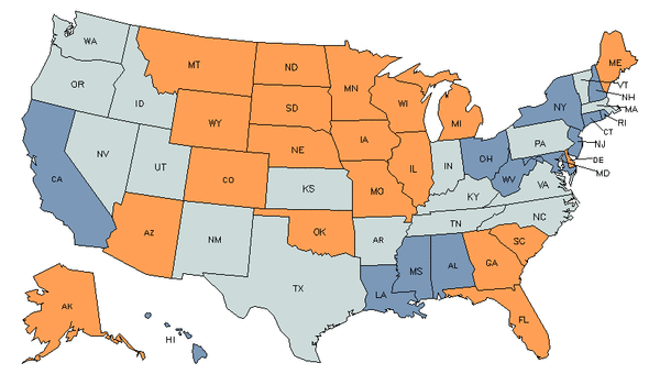 State Map for Chiropractors at My Next Move