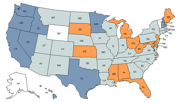 State Map for Nuclear Medicine Technologists at My Next Move