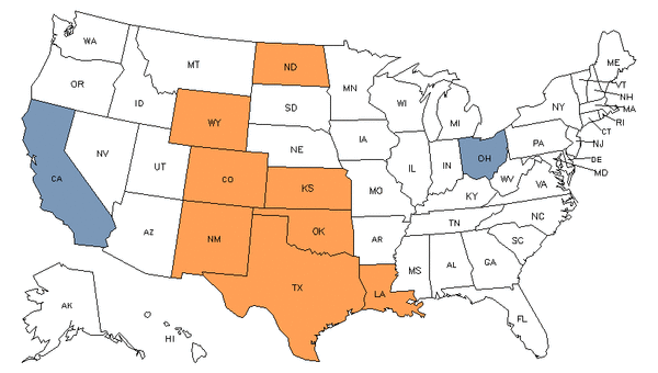 State Map for Derrick Operators, Oil & Gas at My Next Move