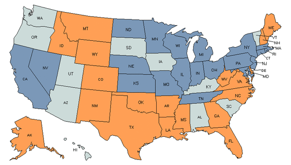 State Map for Surveying & Mapping Technicians at My Next Move for Veterans