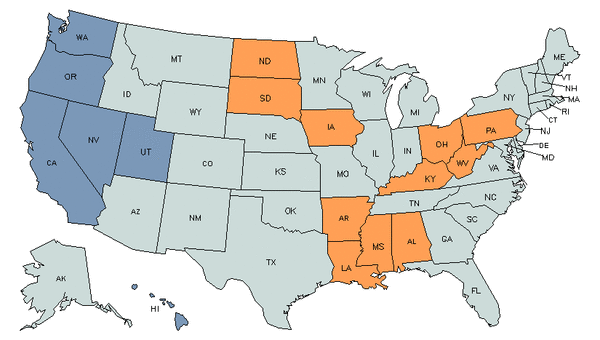 State Map for Radiologic Technologists & Technicians at My Next Move ...